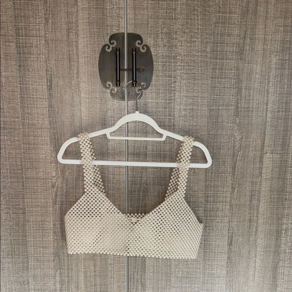 MANGO Beaded Faux Pearl Top - Picture 10 of 17